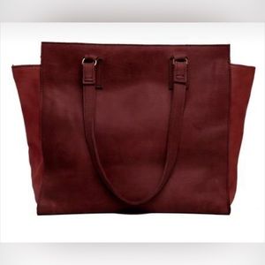 ABLE Tote Meles Leather Carryall with zipper - burgundy nubuck